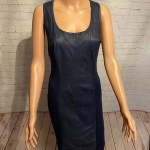 Rare Anthro Illia blue & black leather dress